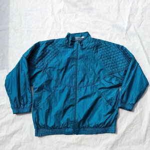 Vintage  Archer Merchandising Inc Turquoise Zip Up Wind Breaker - Woman XL *flaw